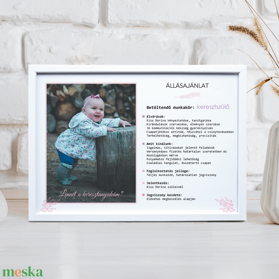 Keresztszülő felkérő grafika, különleges állásajánlat szöveggel (digitálisan vagy fotópapíron, keretezve) - művészet - grafika & illusztráció - digitális - Meska.hu