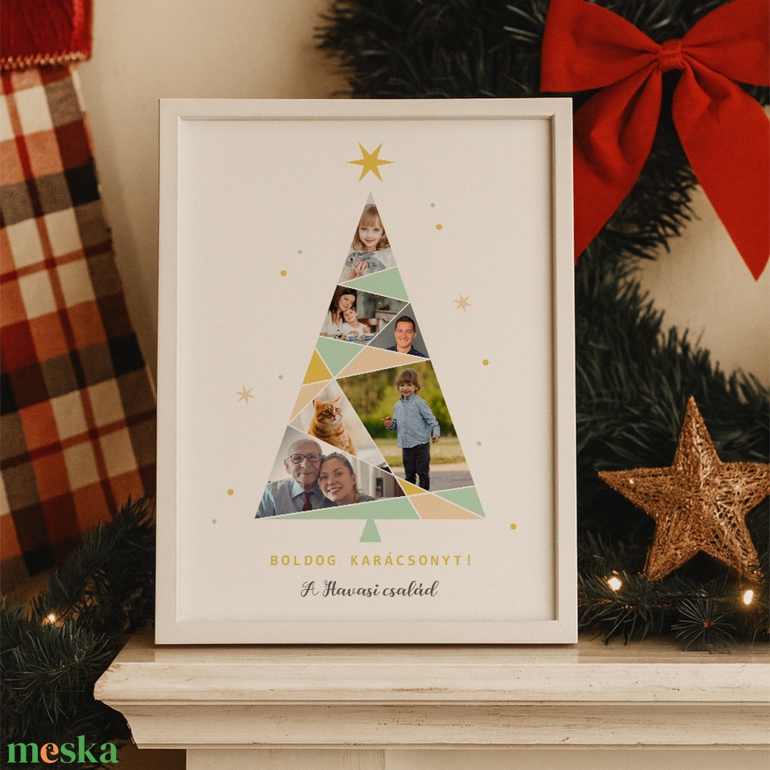 Modern karácsonyfás grafika A/4-es méretben (digitális kép vagy fotópapírra nyomtatva, keretezve) Boldog karácsonyt! - karácsony - karácsonyi ajándékozás - karácsonyi képeslap, üdvözlőlap, ajándékkísérő - Meska.hu