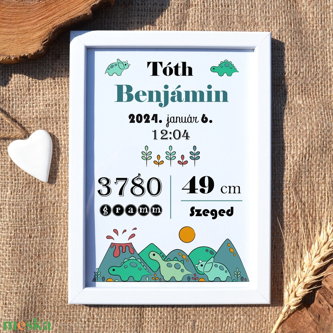 Dínós babaposzter dekor print A/4-es méretben (digitálisan vagy fotópapírra nyomtatva, keretezve) fekete-fehér - baba - mama - babaszoba dekoráció - babaszoba kép - Meska.hu