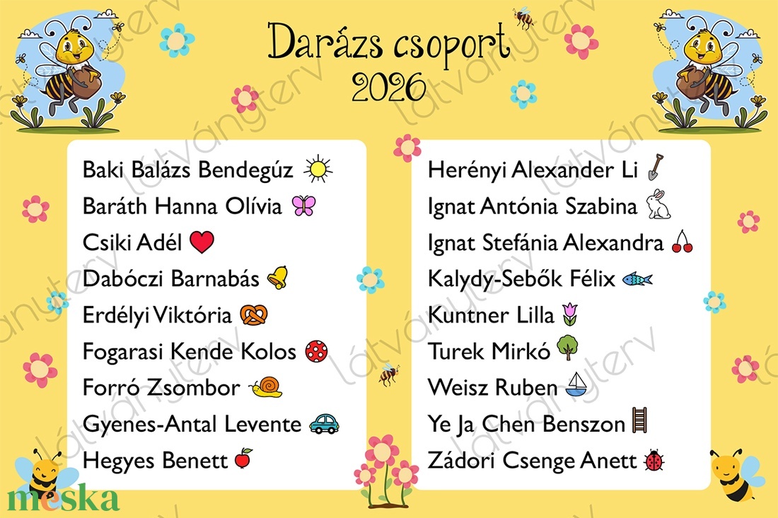 Névsor ovis bölcsis ballagó tarisznyába - személyre szabható digitális kép - játék & sport - ovis felszerelés - óvodai jelek - Meska.hu