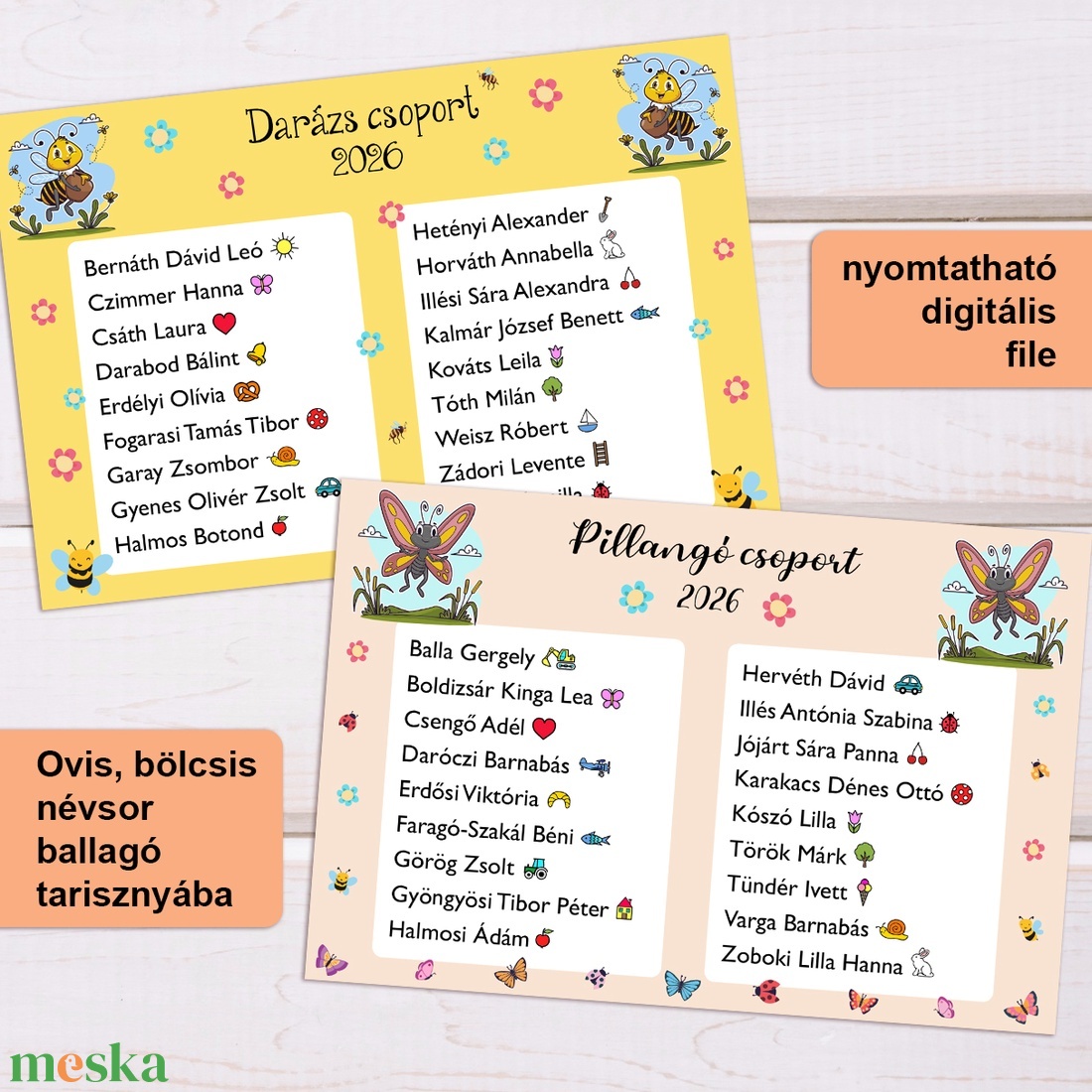 Névsor ovis bölcsis ballagó tarisznyába - személyre szabható digitális kép - játék & sport - ovis felszerelés - óvodai jelek - Meska.hu