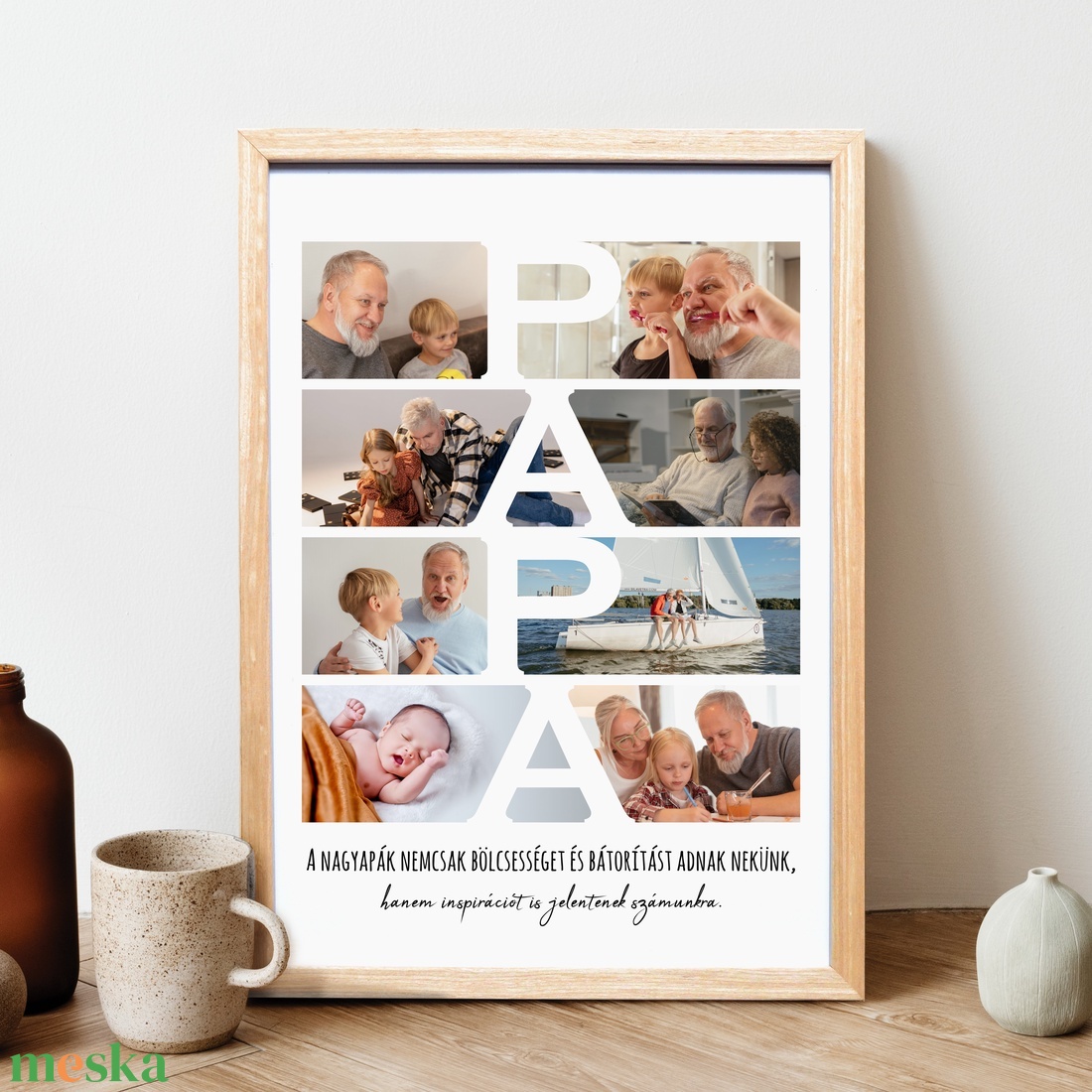 Fotókollázs papának! 8 db fényképpel, egyedi felirattal - színes vagy fekete-fehér grafika, print, papa, tata - művészet - grafika & illusztráció - digitális - Meska.hu