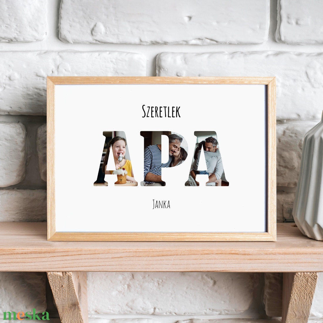 Szeretünk apa! Szerkeszthető ajándék apának, fekete-fehér grafika saját fotókkal (digitálisan vagy fotópapíron) - művészet - grafika & illusztráció - digitális - Meska.hu