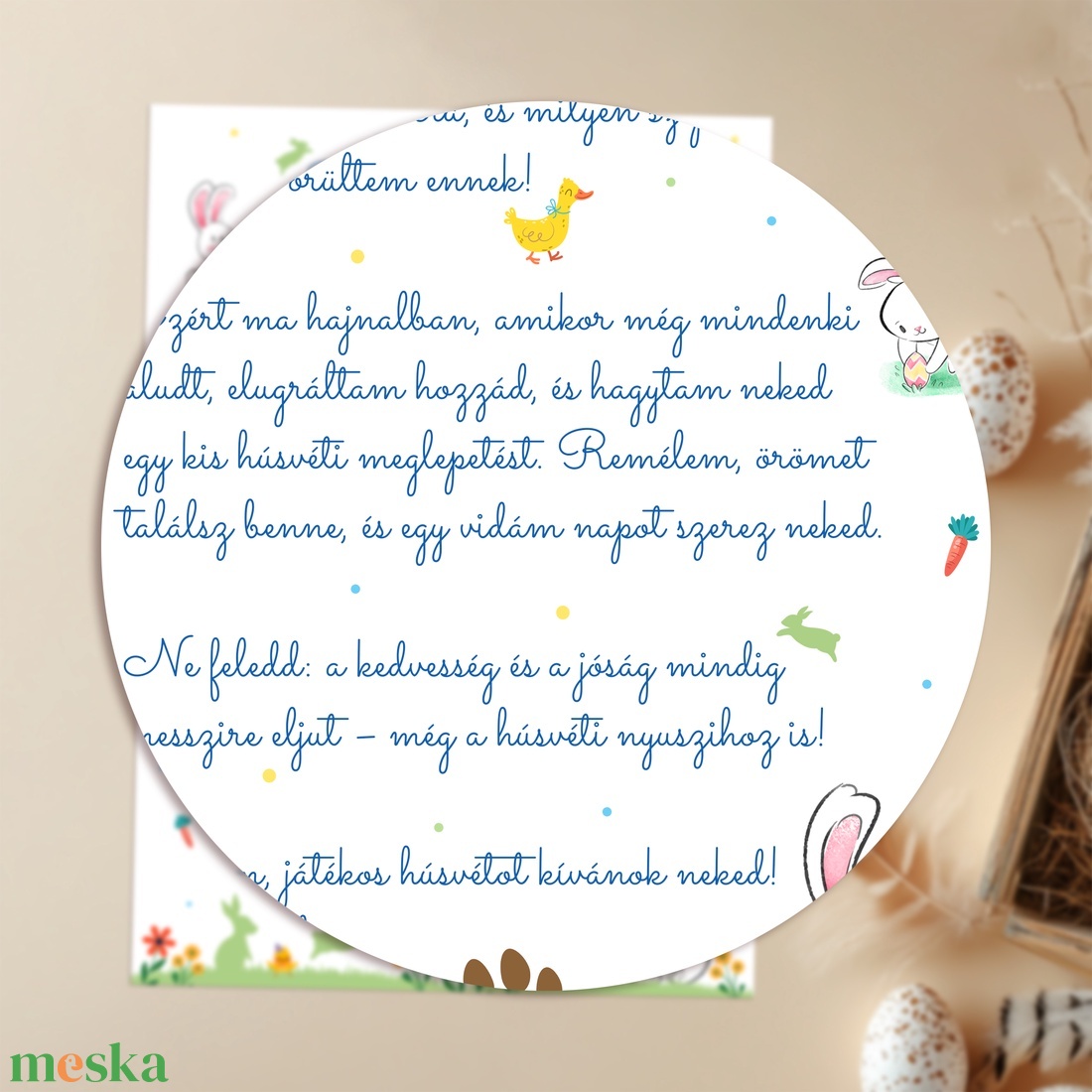 Személyre szóló húsvéti nyuszi levél gyerekeknek � névre szóló, letölthető A/4 print - ünnepi díszek, dekorációk - húsvéti díszek és dekorációk - húsvéti ajándékátadó - Meska.hu
