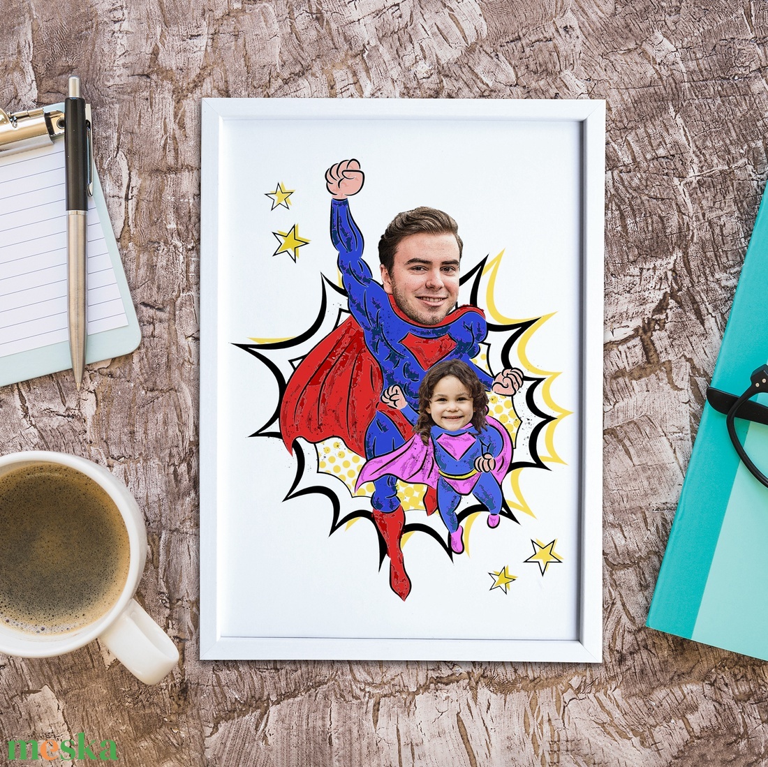 Szuperapa! Szuperhősös grafika apának fotópapíron (A/4) szerkeszthető ajándék - művészet - grafika & illusztráció - digitális - Meska.hu