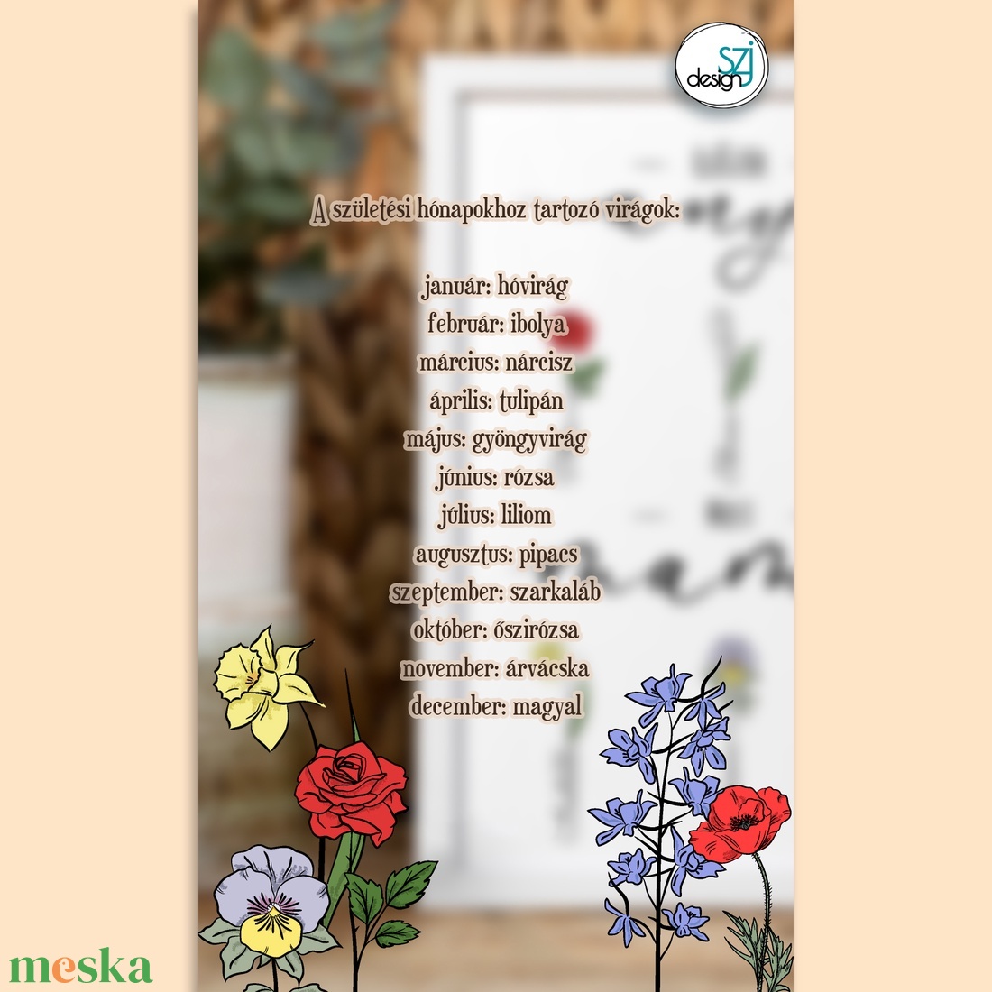 Megható keretezett kép anyák napjára a gyermekektől és az unokáktól - minden virág egy-egy családtagot jelképez! - otthon & életmód - dekoráció - kép & falikép - képkeret - Meska.hu