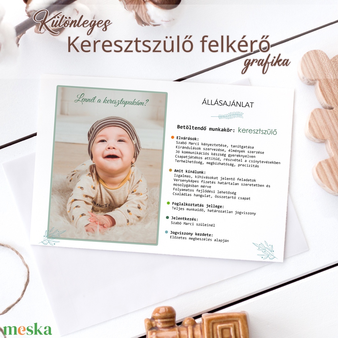 Keresztszülő felkérő grafika, jópofa állásajánlat (digitálisan vagy fotópapíron, keretezve) - művészet - grafika & illusztráció - digitális - Meska.hu