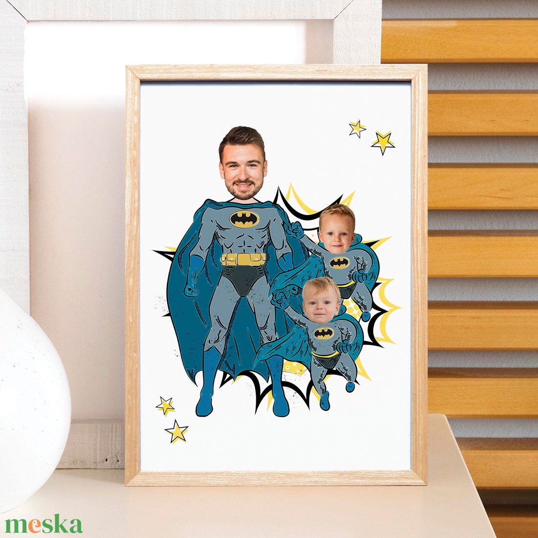 Szuperhősös grafika apának batman és bat gyerek(ek) - digitálisan, fotópapíron vagy keretezve - apák napjára, szülinapra - művészet - grafika & illusztráció - digitális - Meska.hu