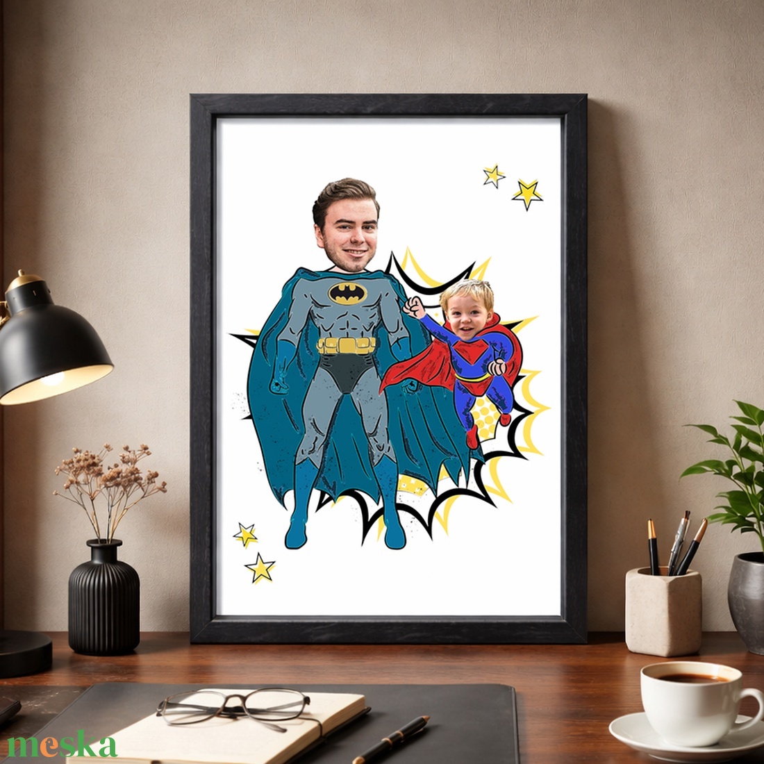 Batman és szupergyerek(ek) - digitálisan, fotópapíron vagy keretezve - apák napjára, szülinapra - művészet - grafika & illusztráció - digitális - Meska.hu