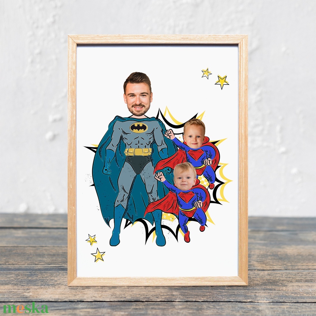 Batman és szupergyerek(ek) - digitálisan, fotópapíron vagy keretezve - apák napjára, szülinapra - művészet - grafika & illusztráció - digitális - Meska.hu