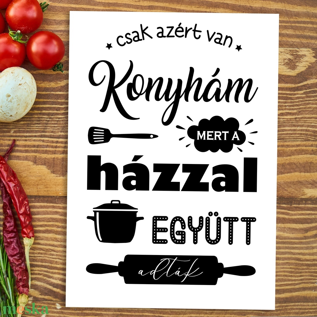 Konyhás fekete-fehér dekor grafika válaszható keretben - A/4-es méret - konyhai print - A konyhát a házzal együtt adták - otthon & életmód - dekoráció - fali és függő dekoráció - falra akasztható dekor - Meska.hu