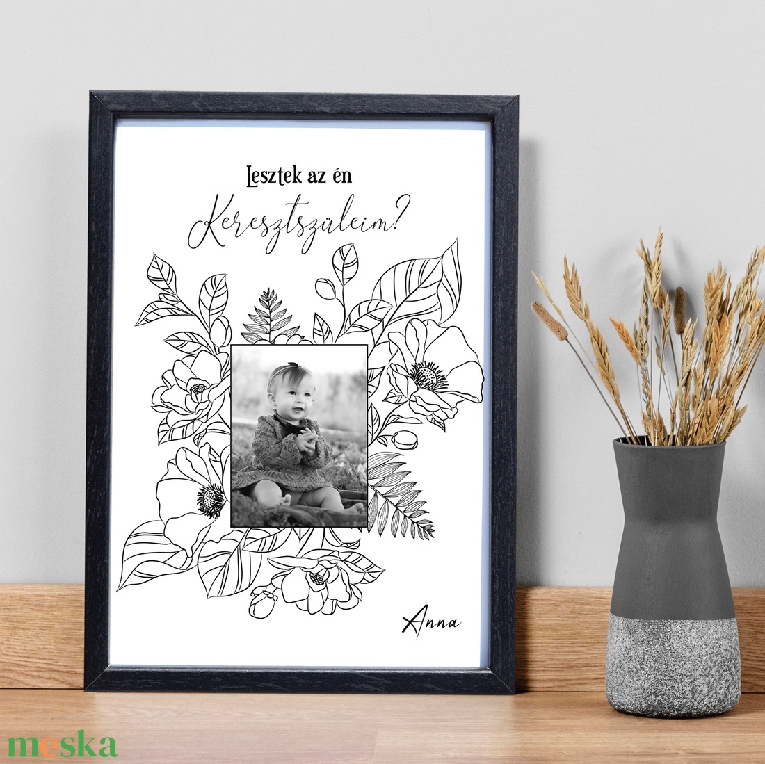 Keresztanya, keresztapa felkérő grafika - A/4 - digitálisan vagy fotópapíron vagy keretezve - keresztszülő - baba - mama - keresztelő kellékek - keresztelőajándékok - Meska.hu