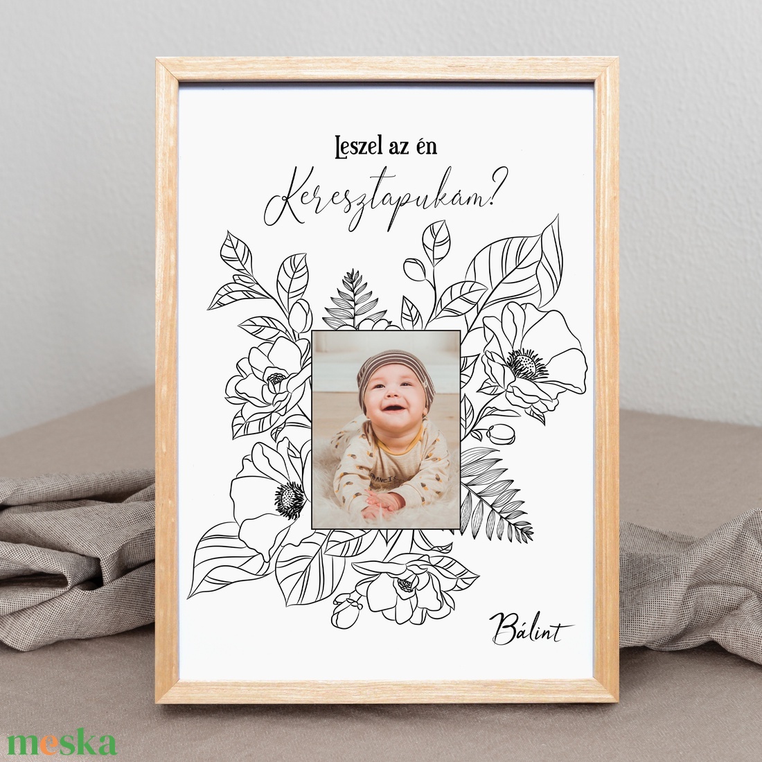 Keresztanya, keresztapa felkérő grafika - A/4 - digitálisan vagy fotópapíron vagy keretezve - keresztszülő - baba - mama - keresztelő kellékek - keresztelőajándékok - Meska.hu