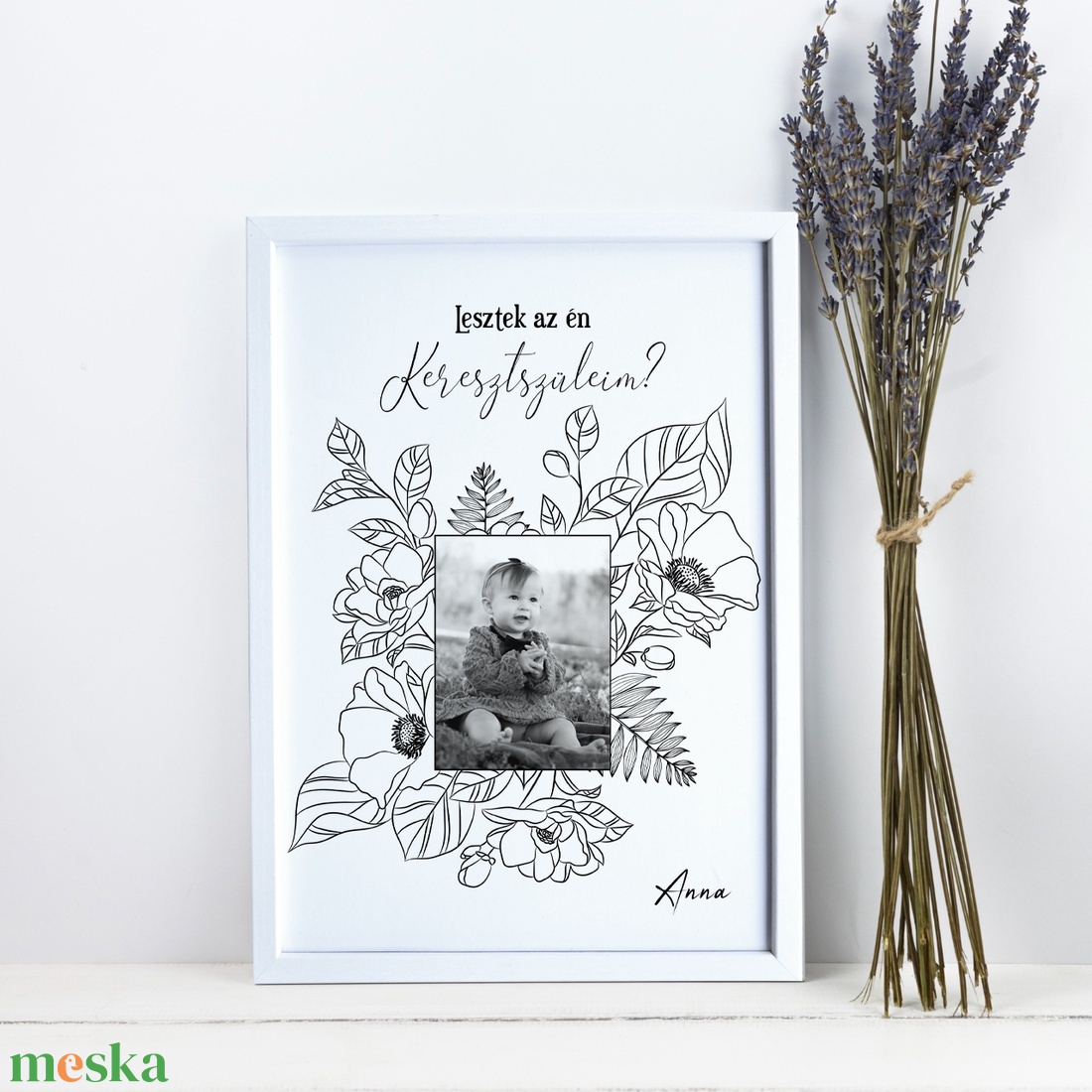 Keresztanya, keresztapa felkérő grafika - A/4 - digitálisan vagy fotópapíron vagy keretezve - keresztszülő - baba - mama - keresztelő kellékek - keresztelőajándékok - Meska.hu