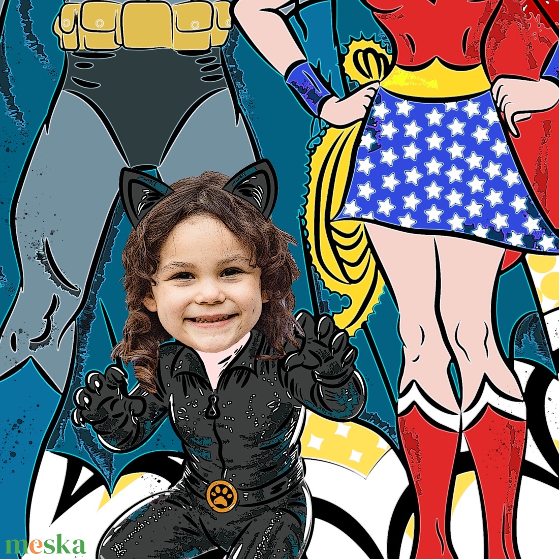Szupercsalád! Macskalánnyal, Batmannel és Wonder Womannel! Vicces képregény grafika a te fényképeidből. Akár keretezve! - művészet - grafika & illusztráció - digitális - Meska.hu