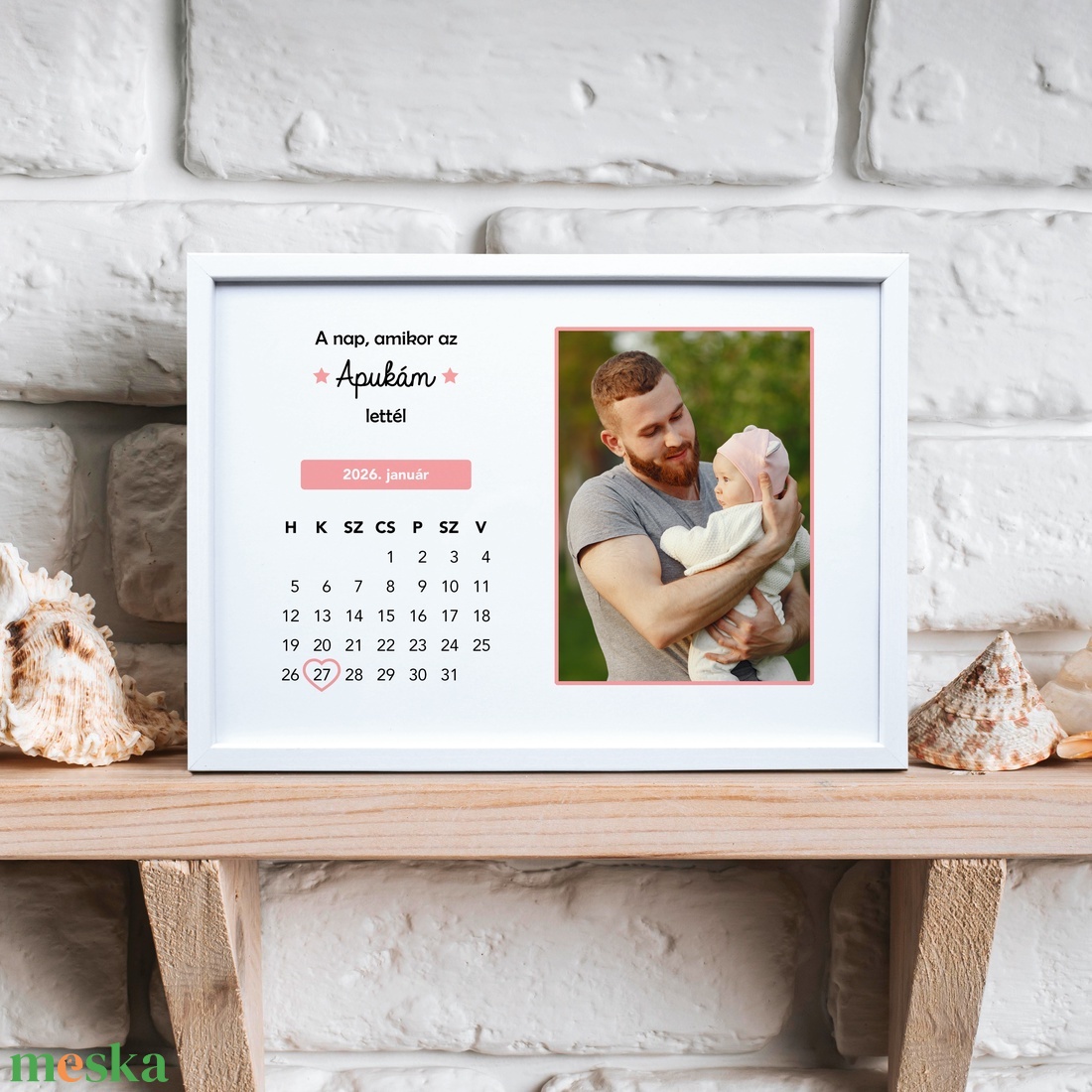 Naptáras grafika lányos apának! - Szerkeszthető apák napi naptár grafika fotópapíron - A nap amikor az apukám lettél - művészet - grafika & illusztráció - digitális - Meska.hu