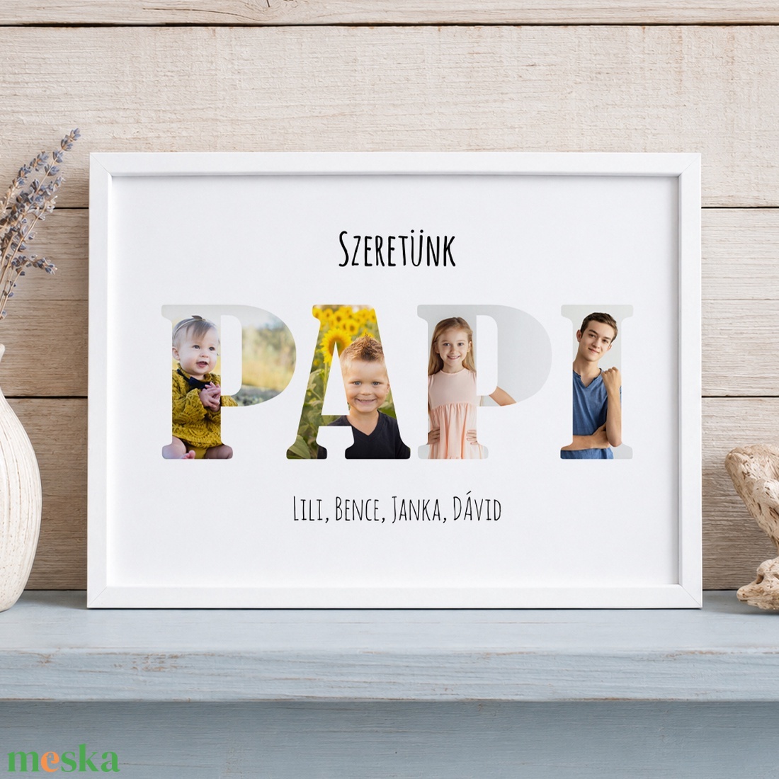 Szeretünk PAPI! Szülinapi, apák napi fényképes ajándék Nagypapinak - minden betűbe kerülhet unoka! Digitálisan,nyomtatva - művészet - grafika & illusztráció - digitális - Meska.hu