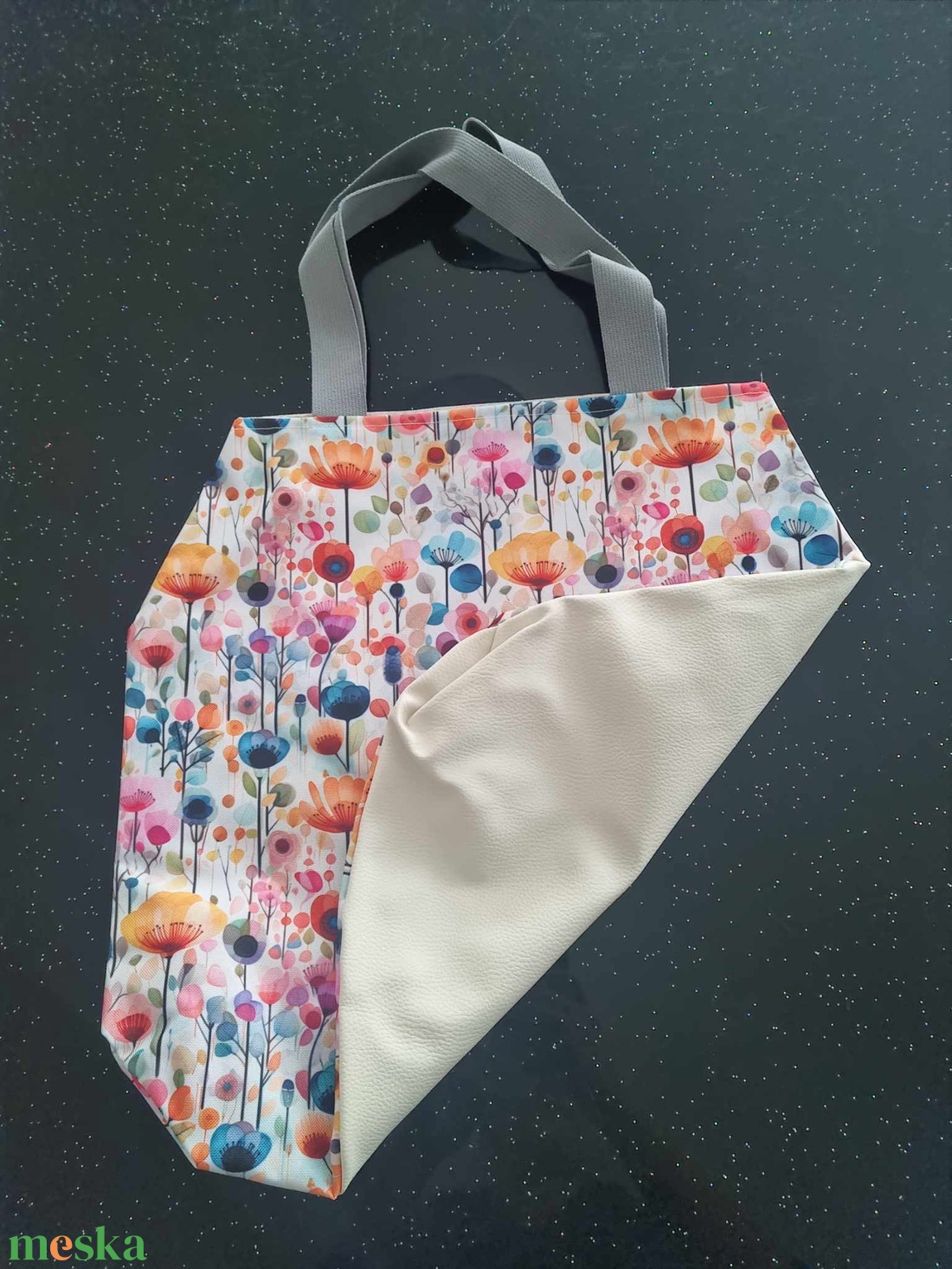 Vorágos-Fehér szatyor - táska & tok - bevásárlás & shopper táska - shopper, textiltáska, szatyor - Meska.hu