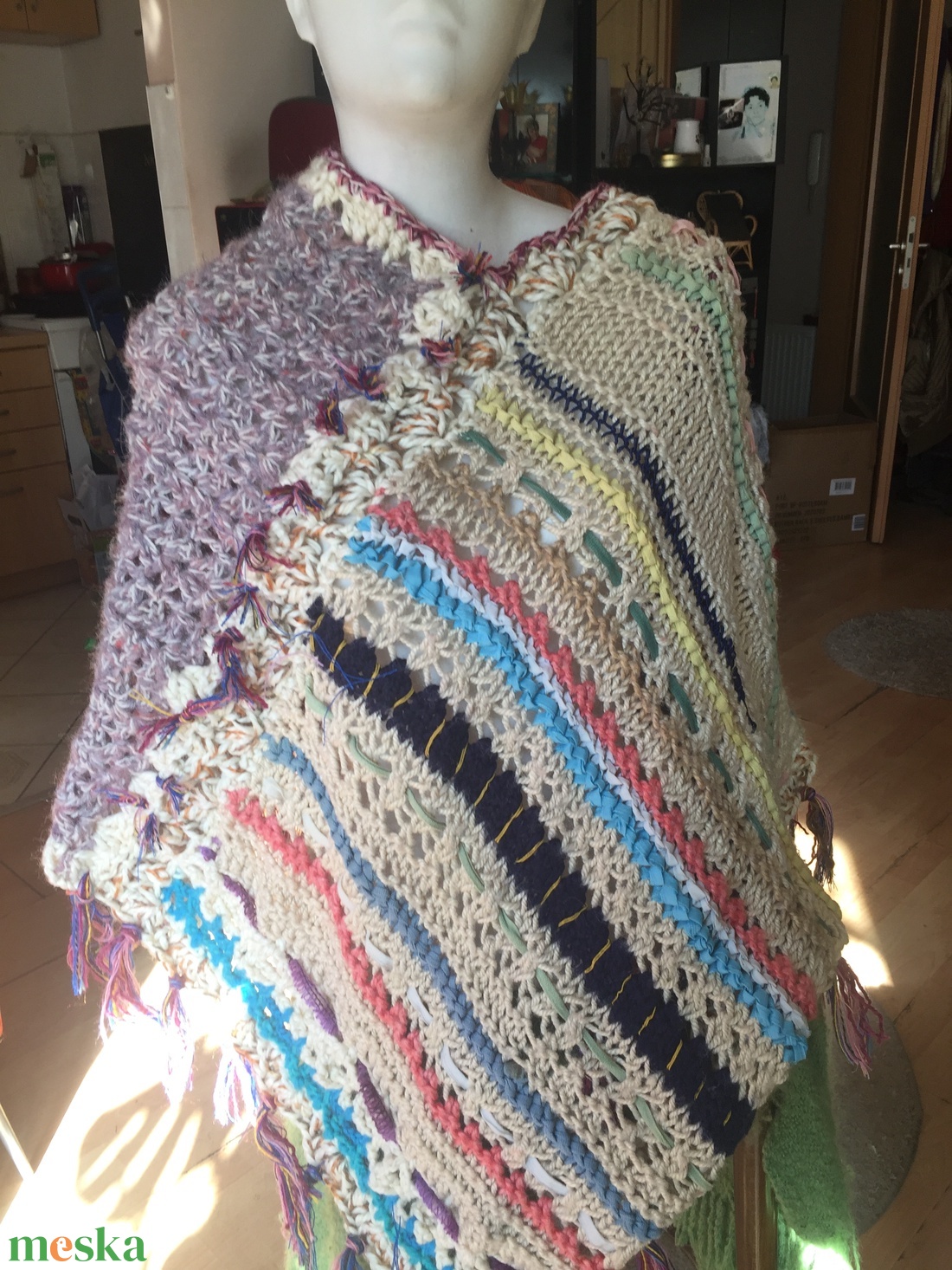 Kézimunkabolt felszámolása után megmaradt termék. Különleges horgolt/kötött poncho. L-es méret. - ruha & divat - női ruha - pulóver - Meska.hu Kézimunkabolt felszámolása után megmaradt termék. Különleges horgolt/kötött poncho. L-es méret. - ruha & divat - női ruha - pulóver - Meska.hu