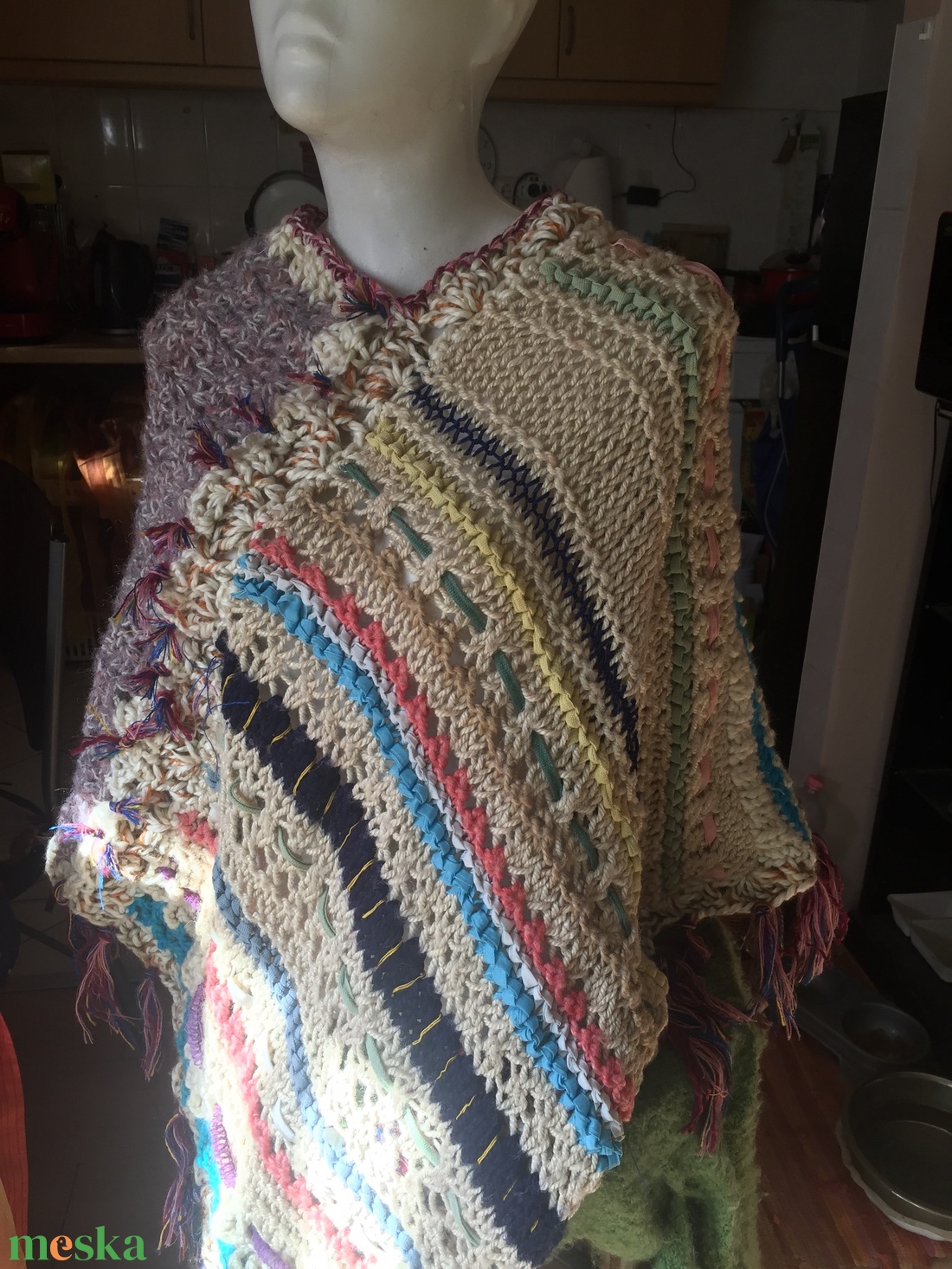Kézimunkabolt felszámolása után megmaradt termék. Különleges horgolt/kötött poncho. L-es méret. - ruha & divat - női ruha - pulóver - Meska.hu Kézimunkabolt felszámolása után megmaradt termék. Különleges horgolt/kötött poncho. L-es méret. - ruha & divat - női ruha - pulóver - Meska.hu