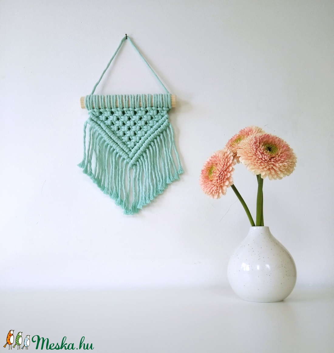Mini makramé falidísz - menta - otthon & életmód - dekoráció - Meska.hu Mini makramé falidísz - menta - otthon & életmód - dekoráció - Meska.hu
