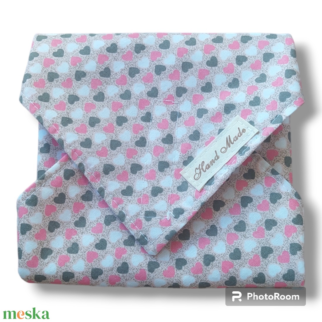 újraszalvéta-kis szivecskés - táska & tok - uzsonna- & ebéd tartó - szendvics csomagoló - Meska.hu