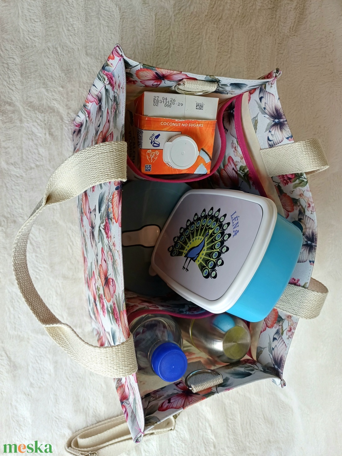 Pillangós  romantikus, shopper, bevásárló, munkábajárós, ebédhordós  kézben és vállon is hordható táska - táska & tok - kézitáska & válltáska - kézitáska - Meska.hu