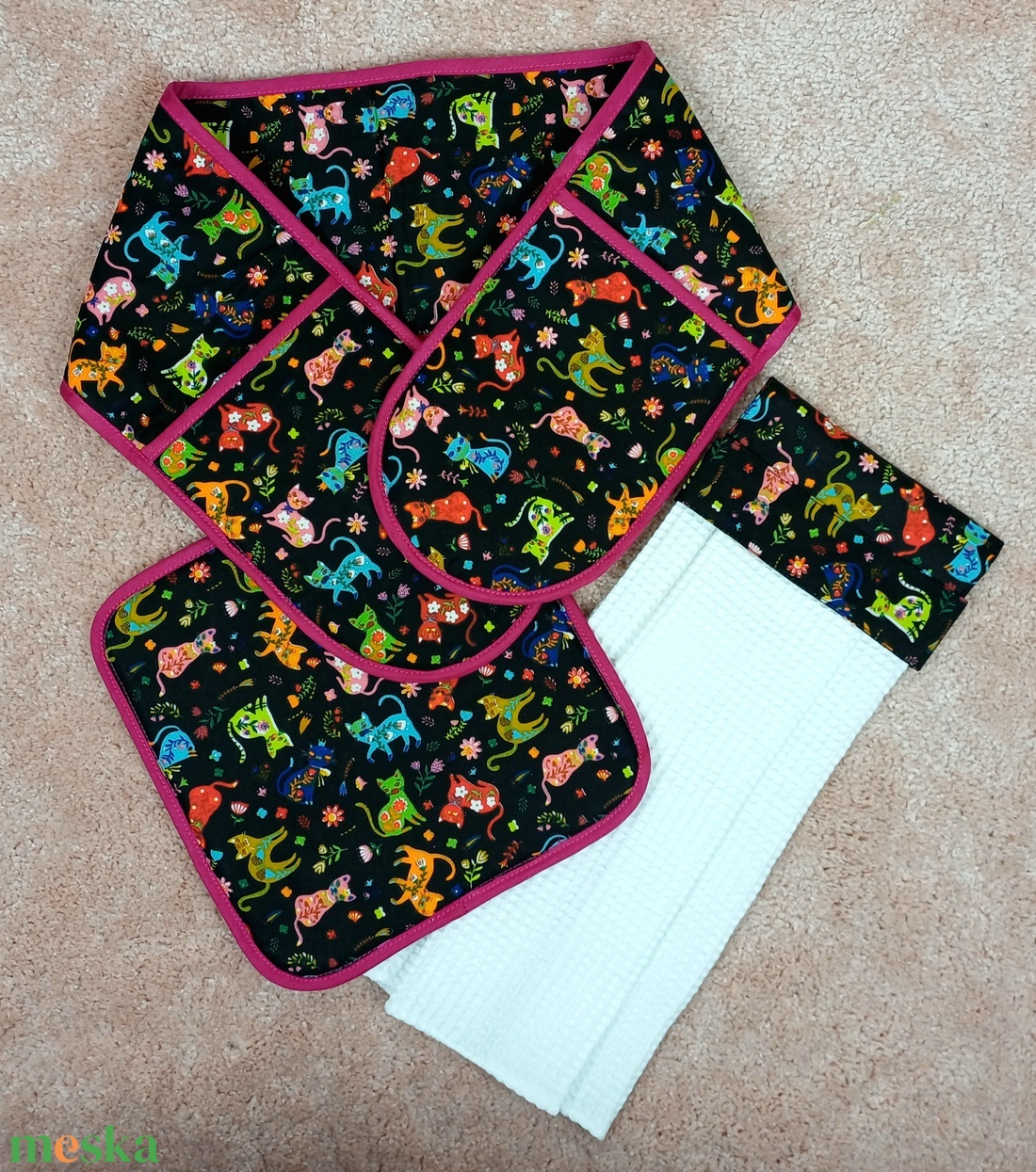 Konyhai szett, edényalátét, dupla sütőkesztyű, kéztörlő konyharuha - otthon & életmód - konyhafelszerelés, tálalás - konyhai textil - edényfogó & edényfedő - Meska.hu