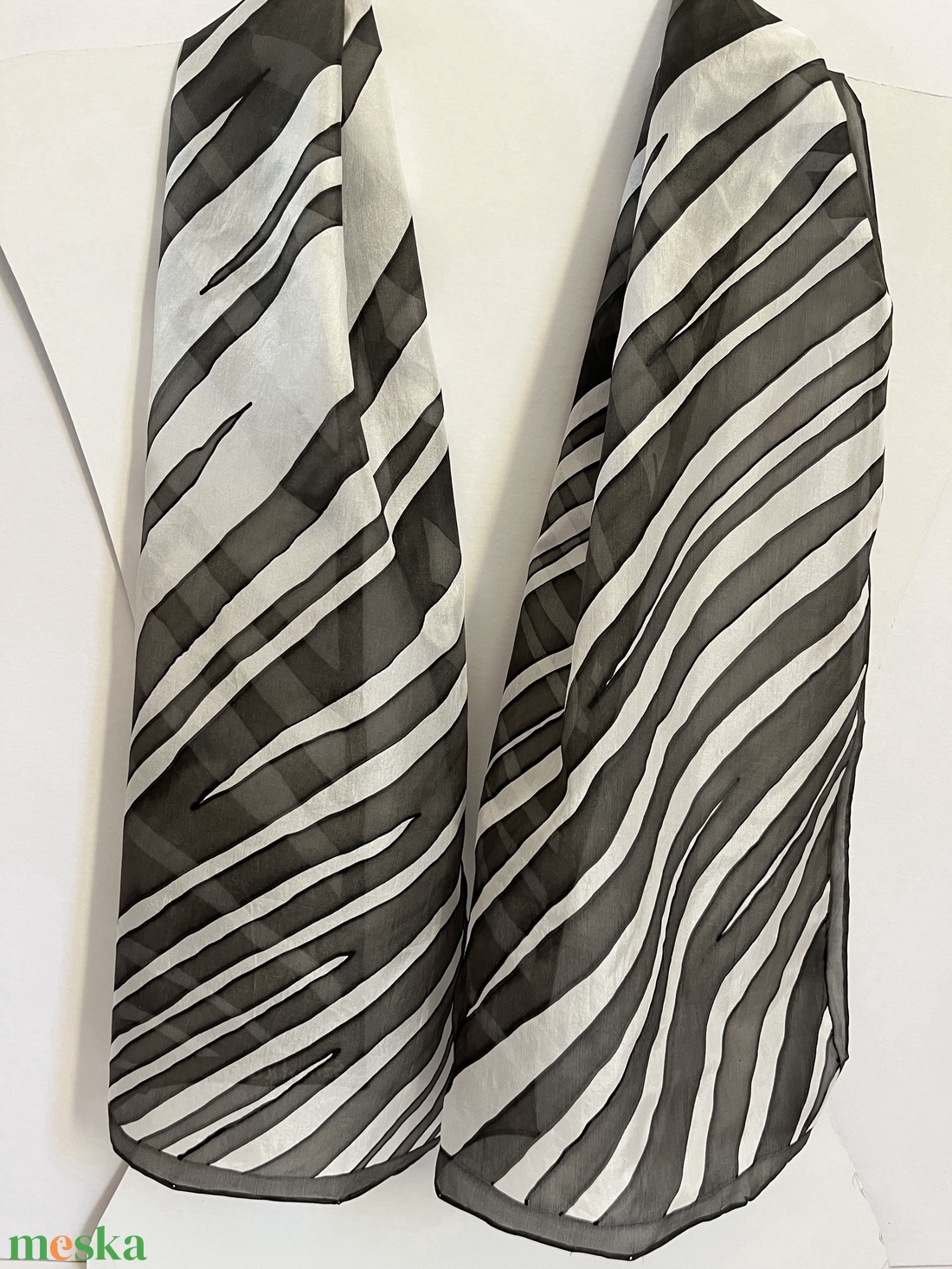 Zebra Sál - fekete - fehér - ruha & divat - sál, sapka, kendő - sál - Meska.hu