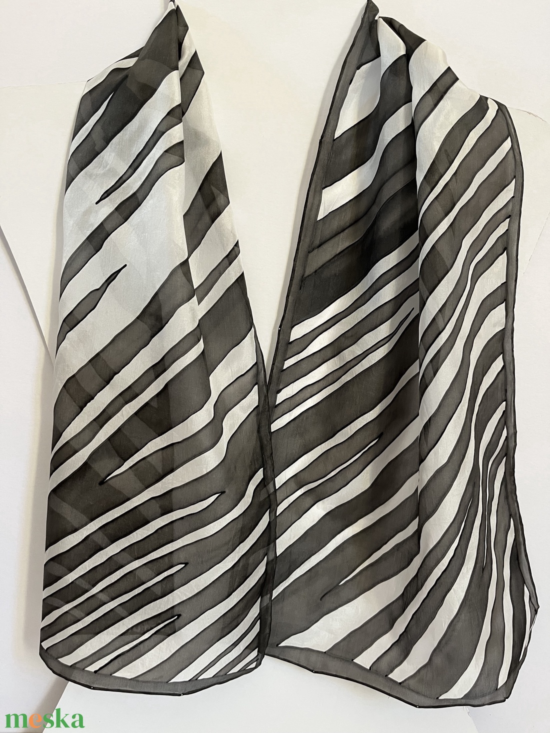Zebra Sál - fekete - fehér - ruha & divat - sál, sapka, kendő - sál - Meska.hu