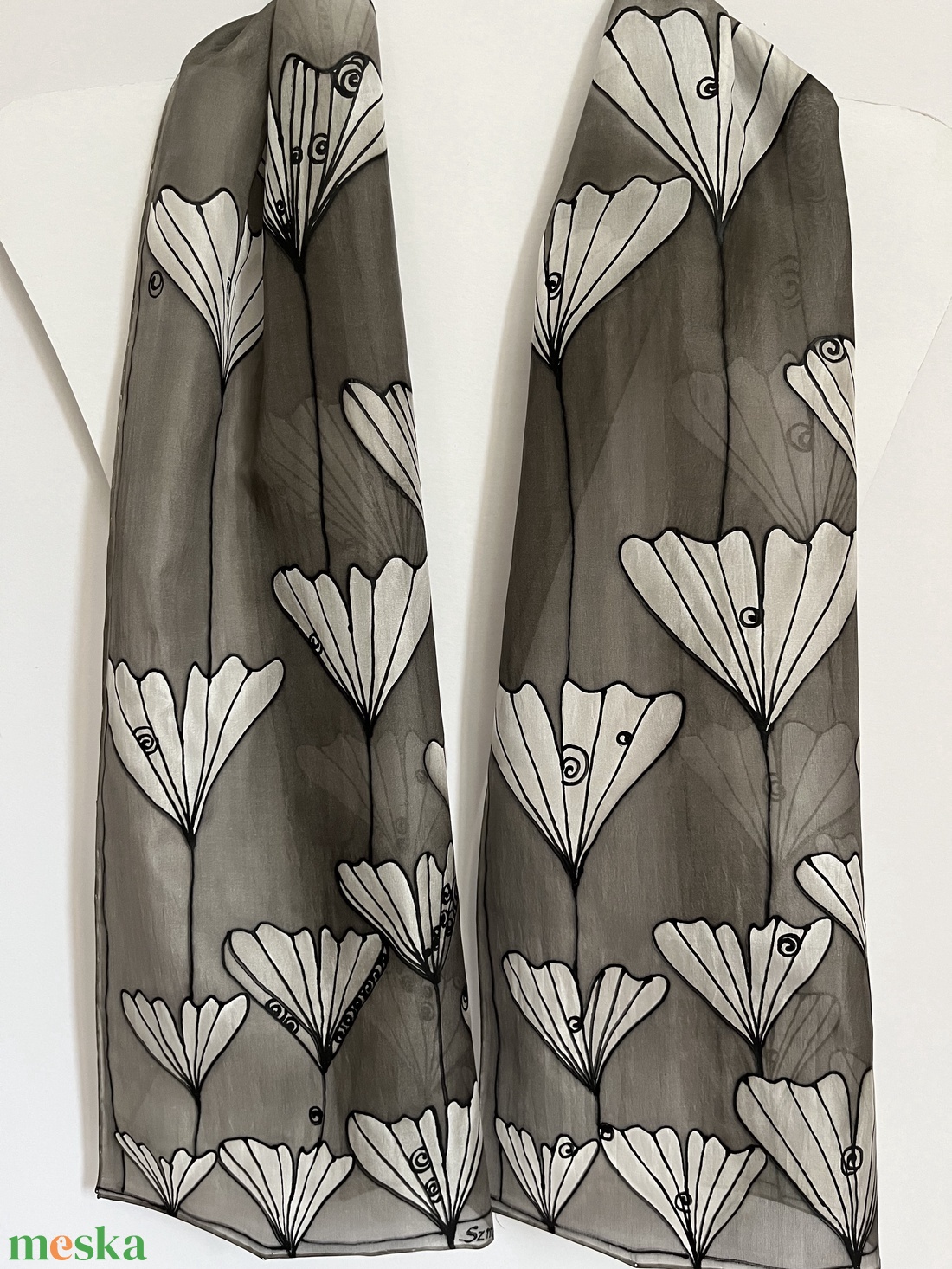 Fekete-szürke Sál - ruha & divat - sál, sapka, kendő - sál - Meska.hu