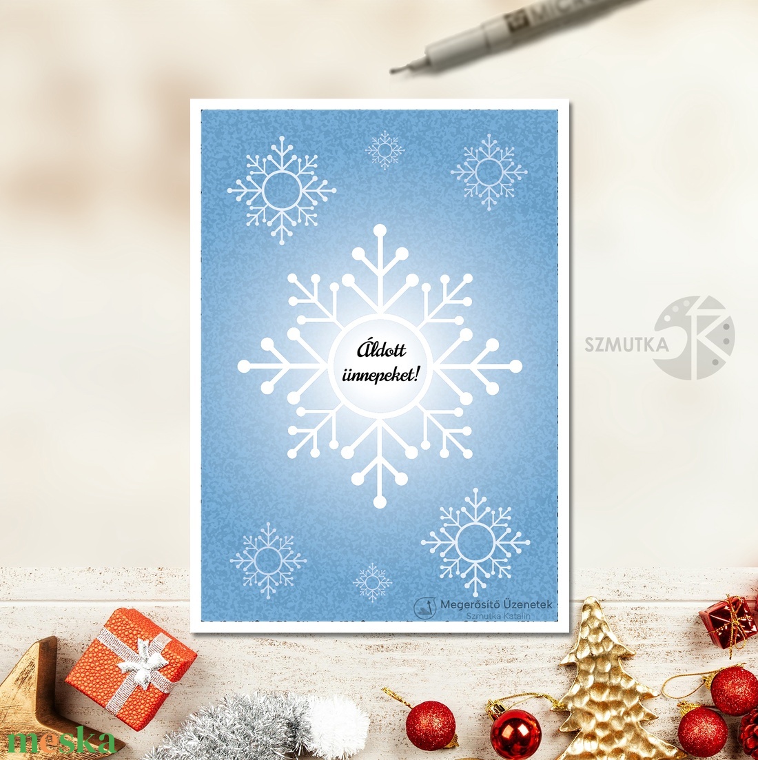 Karácsonyi lap, képeslap, ajándékkísérő - otthon & életmód - papír, írószer - ajándékozás kellékei - képeslap, üdvözlőlap - Meska.hu