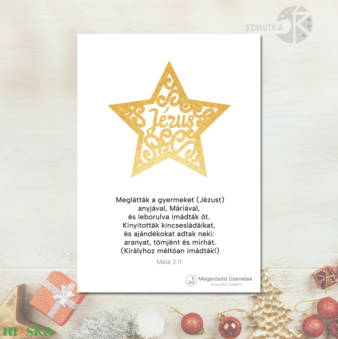 Karácsonyi lap idézettel, képeslap, ajándékkísérő, igés lap - otthon & életmód - vallás - házi áldás - Meska.hu