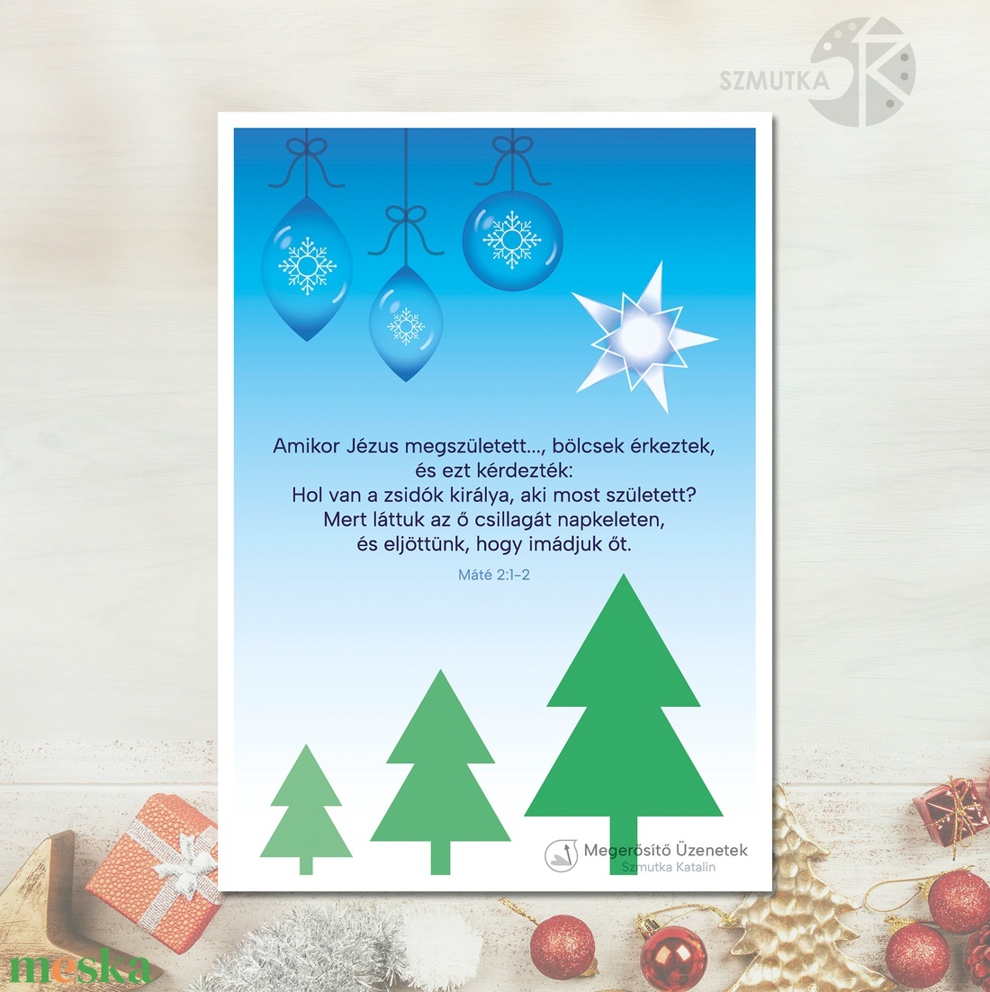 Igés, Karácsonyi lap idézettel, képeslap, ajándékkísérő, igés lap - otthon & életmód - vallás - házi áldás - Meska.hu