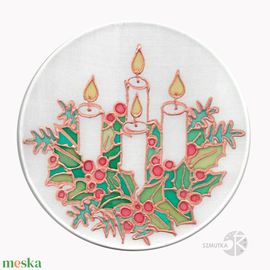 Téli dekoráció, falikép, ablakdísz, gyertya - karácsony - karácsonyi lakásdekoráció - karácsonyi lakásdíszek - Meska.hu