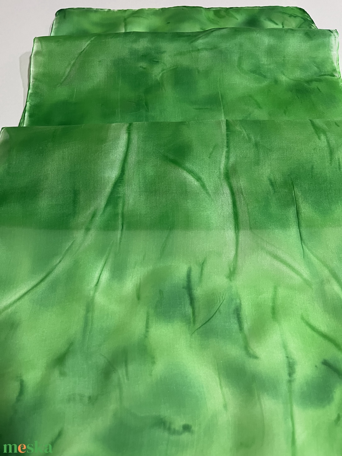 Zöld selyemsál a mindennapokra - ruha & divat - sál, sapka, kendő - sál - Meska.hu