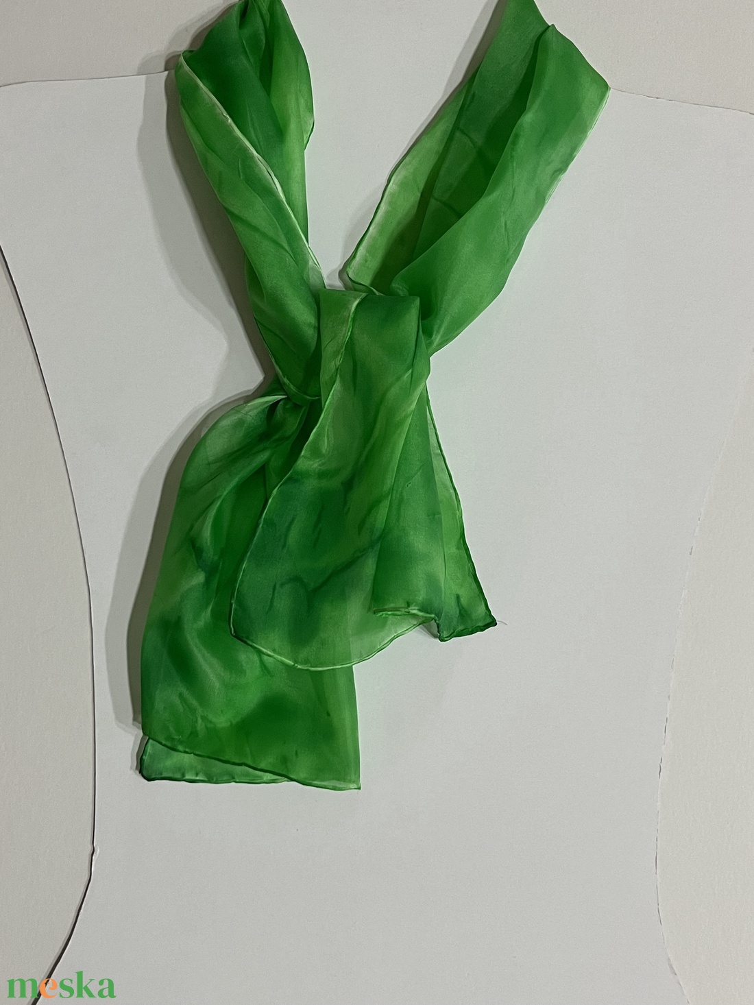 Zöld selyemsál a mindennapokra - ruha & divat - sál, sapka, kendő - sál - Meska.hu