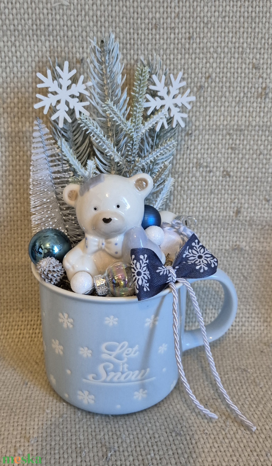 Macis bögrés dekor - karácsony - adventi díszek - adventi asztaldísz - Meska.hu