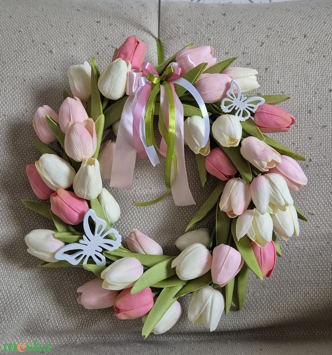 Tavaszi kopogtató - otthon & életmód - dekoráció - ajtó- és ablak dekoráció - ajtódísz & kopogtató - Meska.hu