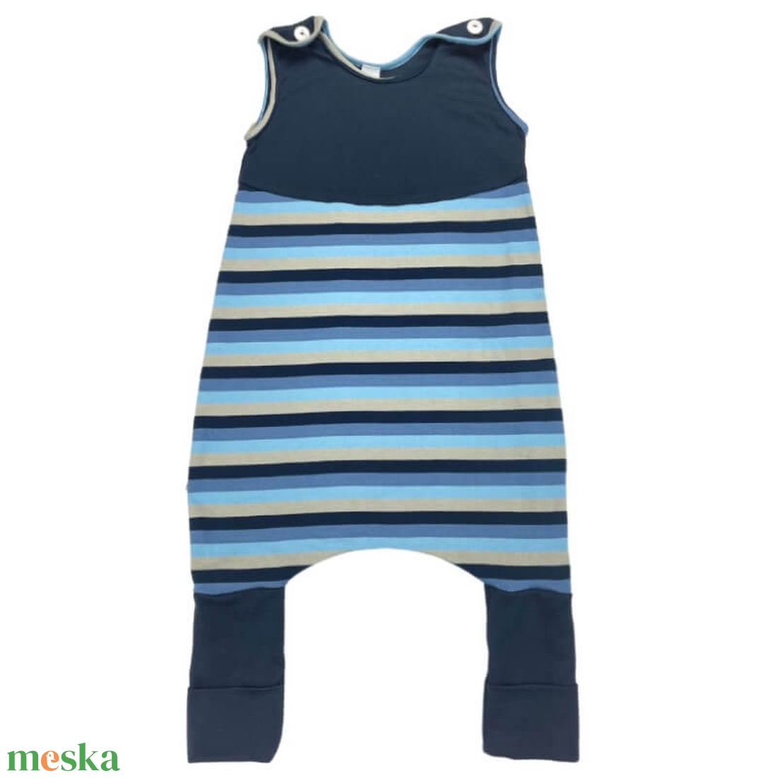 Kamáslis kétrétegű téli tipegő hálózsák, STRIPED DREAM sötétkék csíkos, 74-116 méret - ruha & divat - babaruha & gyerekruha - tipegőhálózsák - Meska.hu