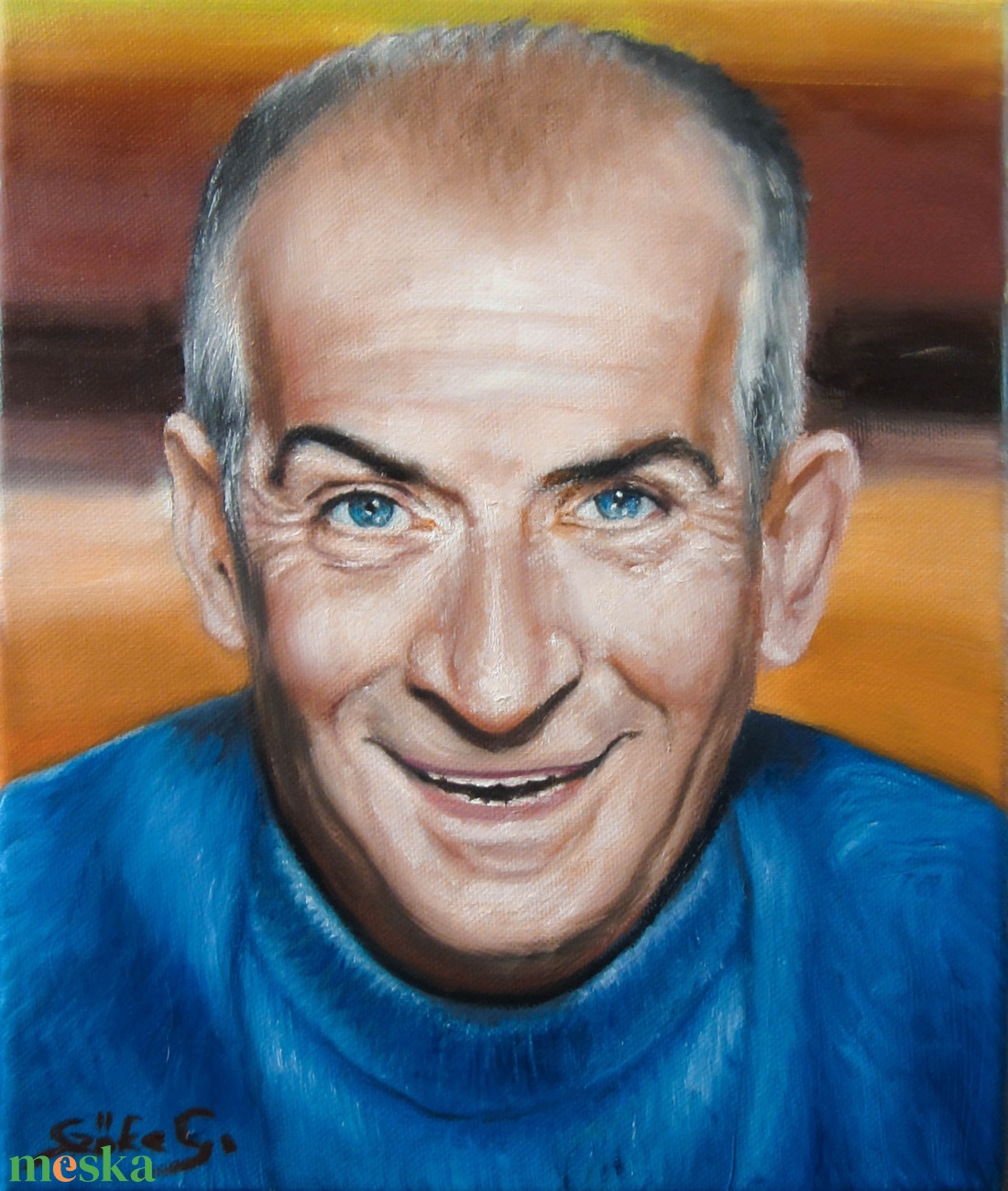 Louis de Funés Szőke Gábor olajfestmény - művészet - festmény - olajfestmény - Meska.hu