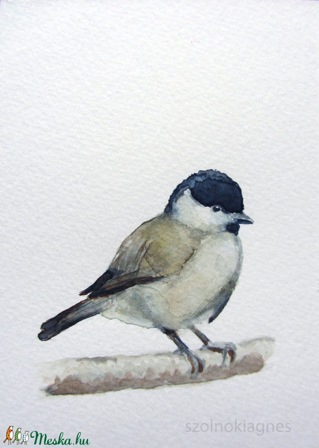 Kékcinke, széncinke, barátcinege - akvarell madárkák, cinke sorozat -  - Meska.hu