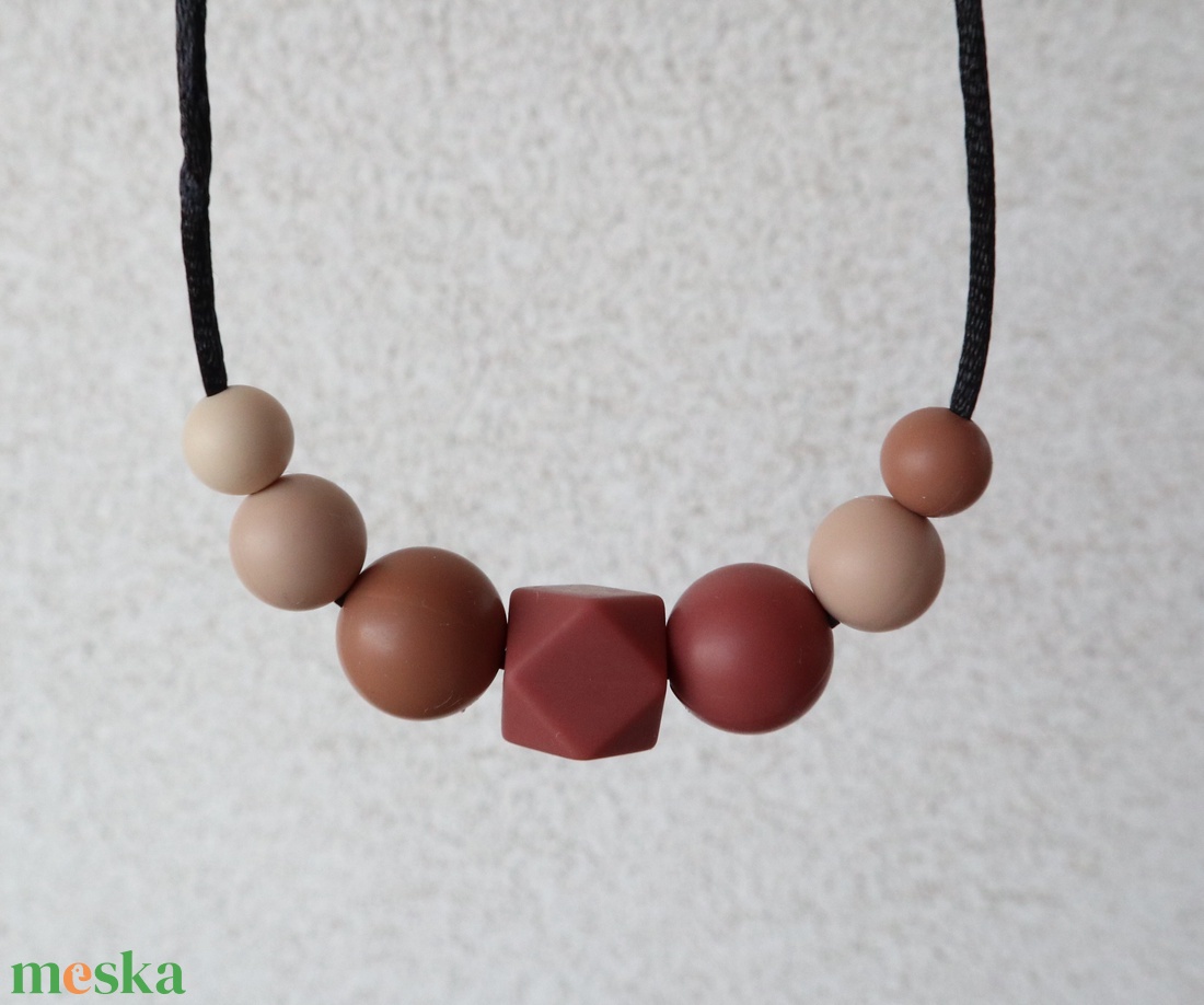 Szoncha szilikon szenzoros és rágcsalánc - Vintage rose - ékszer - nyaklánc - bogyós nyaklánc - Meska.hu