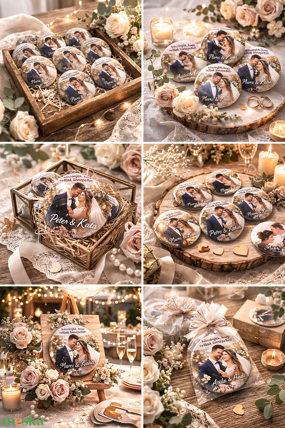 Egyedi esküvői köszönőajándék - otthon & életmód - konyhafelszerelés, tálalás - konyhai dekoráció - hűtőmágnes - Meska.hu