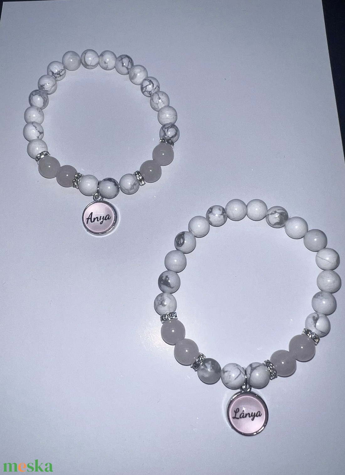 Anya-lánya páros karkötő szett - ékszer - karkötő - gyöngyös karkötő - Meska.hu