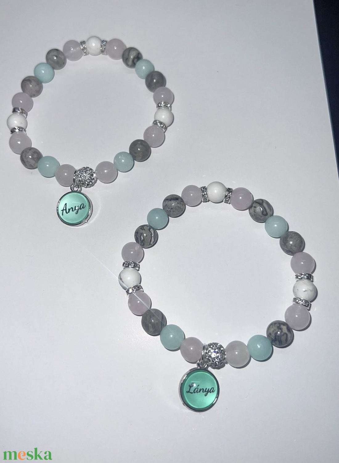 Anya-lánya páros karkötő szett - ékszer - karkötő - gyöngyös karkötő - Meska.hu