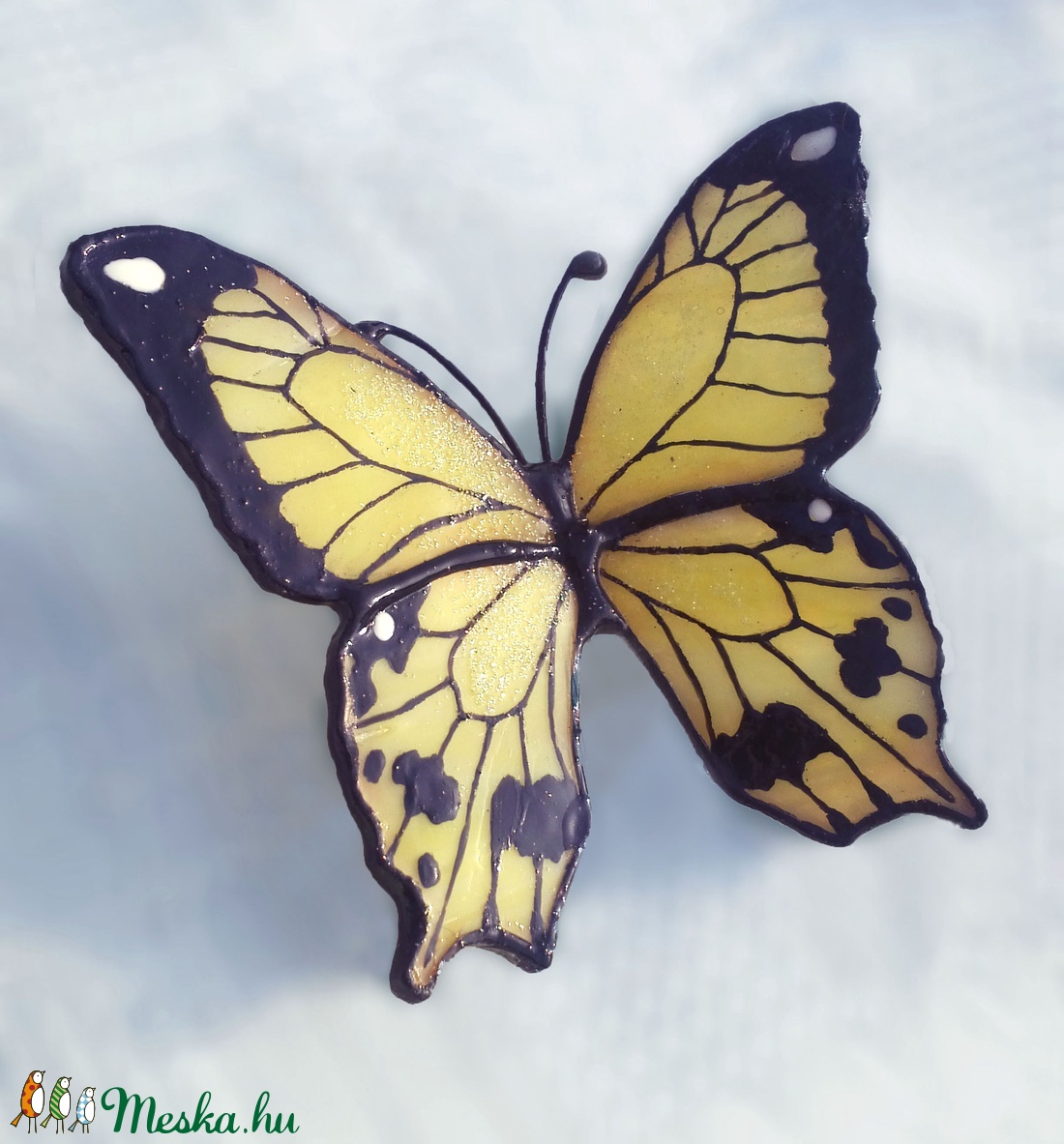 Francia hajcsat: Kézzel festett Fecskefarkú lepke, tiffanyból - ruha & divat - hajdísz & hajcsat - hajcsat & hajtű - Meska.hu