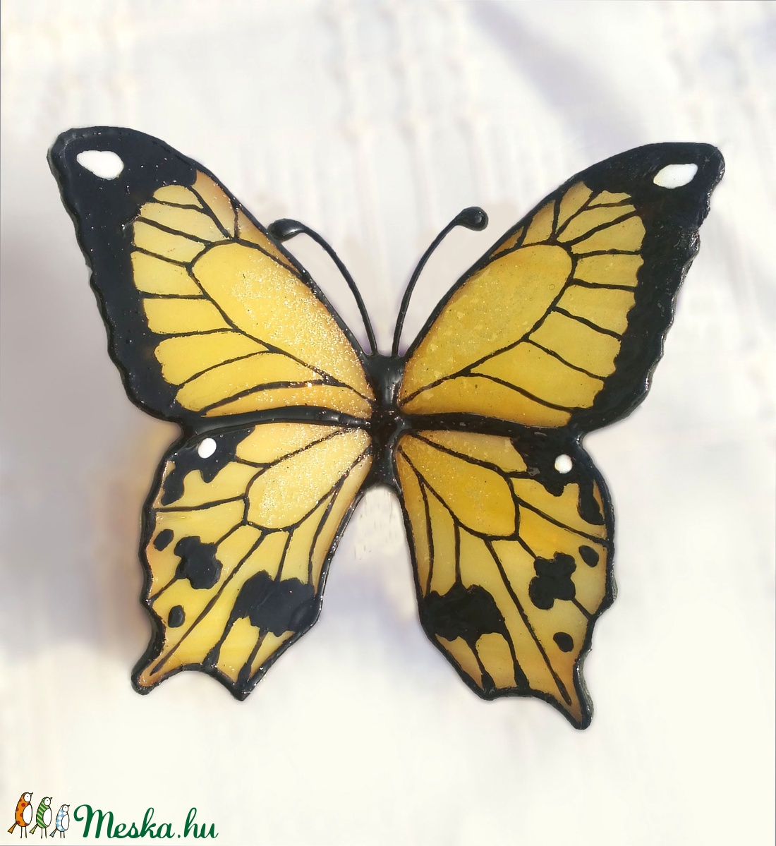 Francia hajcsat: Kézzel festett Fecskefarkú lepke, tiffanyból - ruha & divat - hajdísz & hajcsat - hajcsat & hajtű - Meska.hu