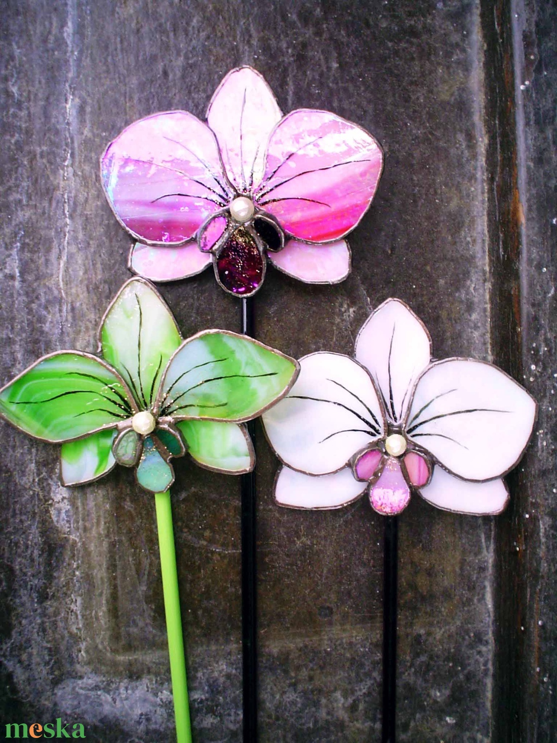 3 db Tiffany Orchidea örök-virágdísz - otthon & életmód - dekoráció - virágdísz és tartó - csokor & virágdísz - Meska.hu 3 db Tiffany Orchidea örök-virágdísz - otthon & életmód - dekoráció - virágdísz és tartó - csokor & virágdísz - Meska.hu