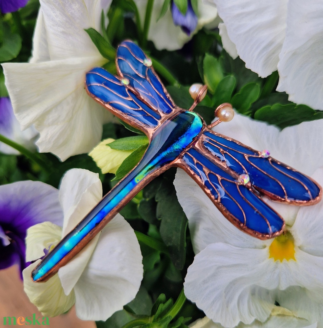 Art Nuovo kék szitakötő- bross II. - ékszer - kitűző és bross - Meska.hu